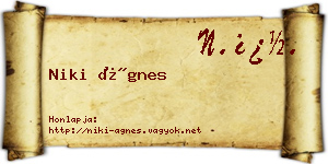 Niki Ágnes névjegykártya